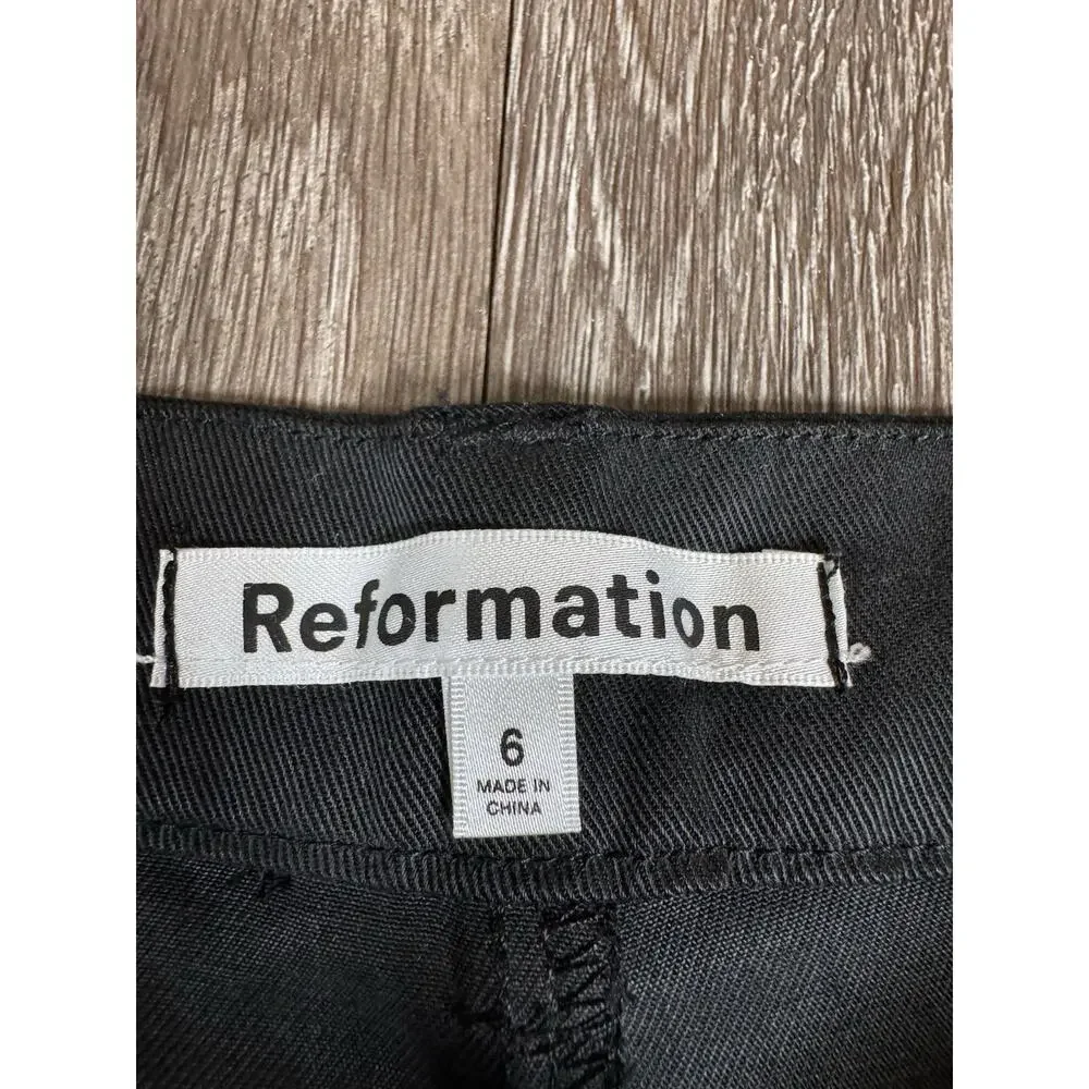 Reformation Black Pleated Relaxed Bottom Flare Pants -Sz 6~ Stylish~ - Picture 5 of 15
